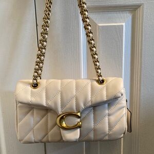 Coach Cream Quilted Tabby Shoulder Bag style with Gold Hardware